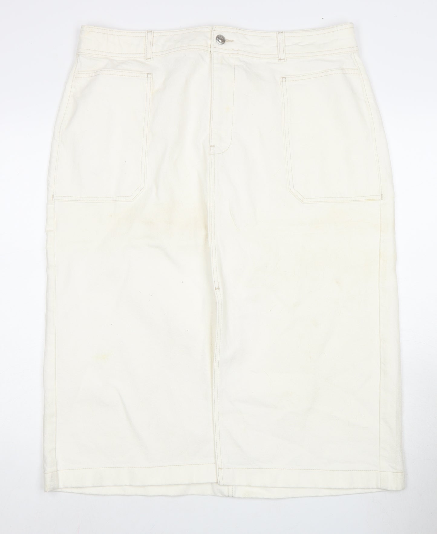 Marks and Spencer Women's Ivory Midi Pencil Skirt Size 20