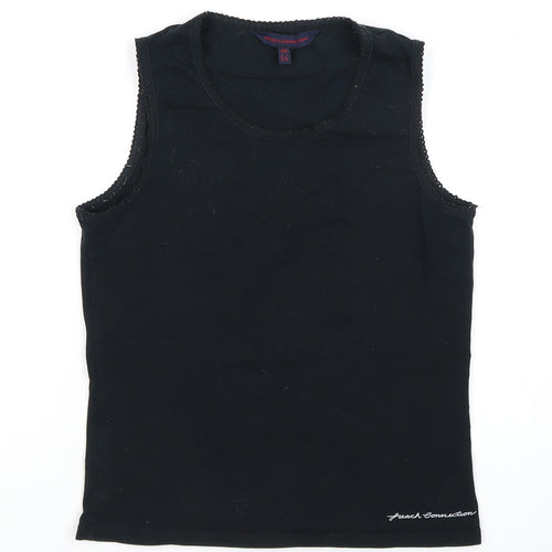 French Connection Girls Black Tank Top, Size 14, Accented Logo