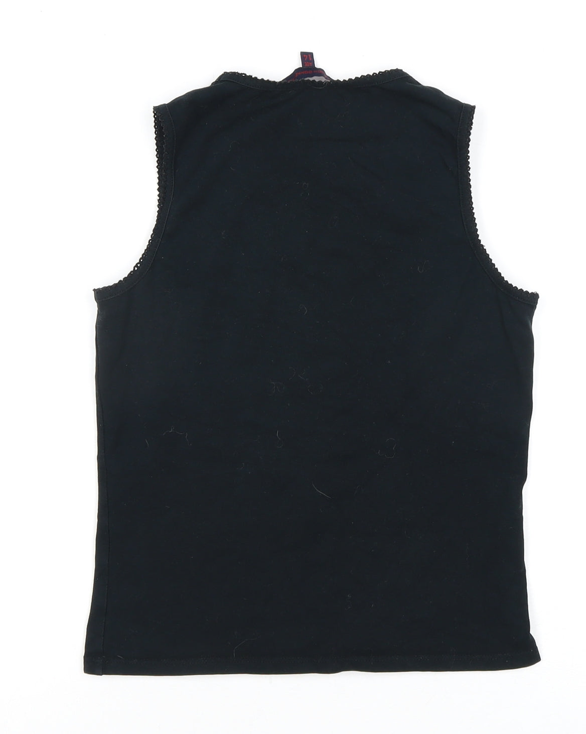 French Connection Girls Black Tank Top, Size 14, Accented Logo