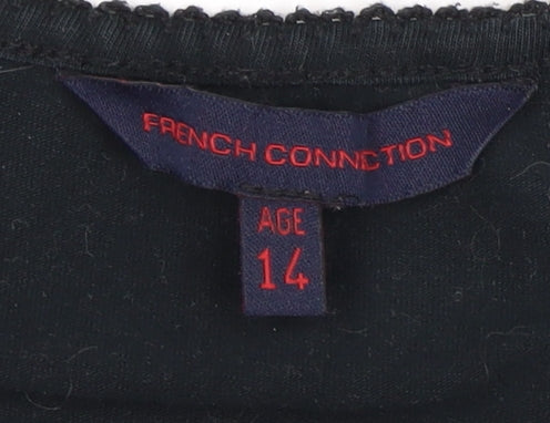 French Connection Girls Black Tank Top, Size 14, Accented Logo