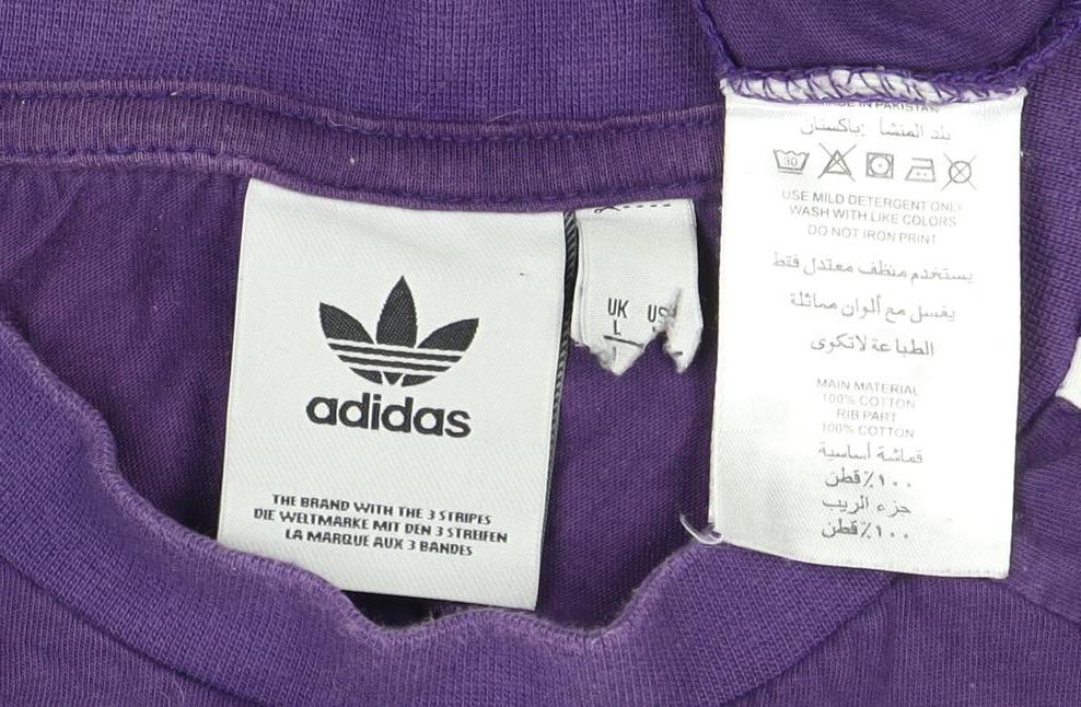 Adidas Unisex Purple T-Shirt - Size L, Short Sleeve