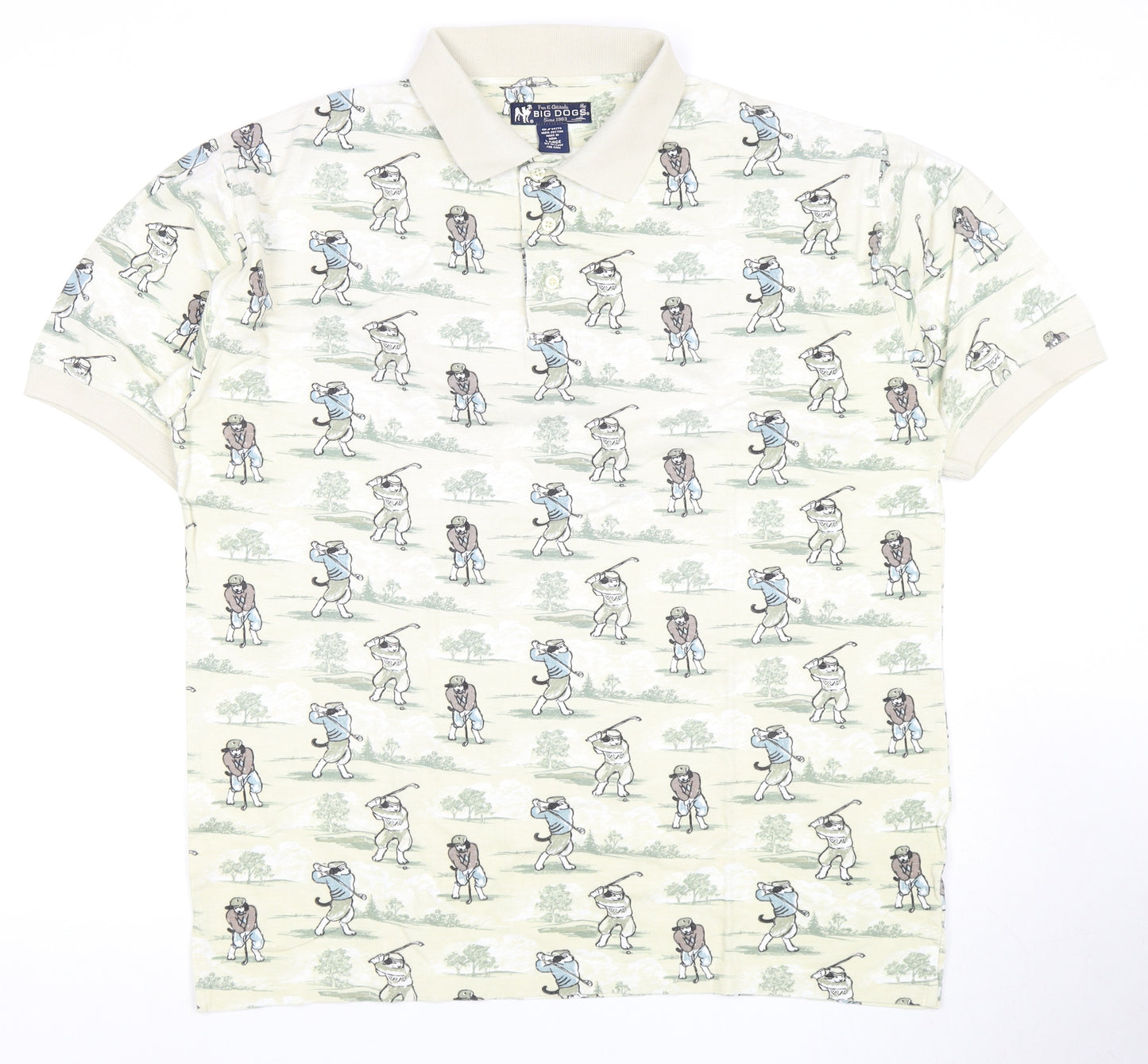 Big Dogs Unisex Multicoloured Large Polo Shirt – Golf Theme