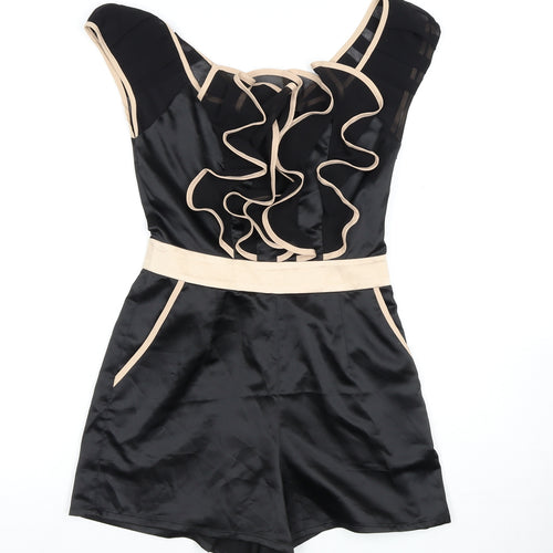 Lipsy London Women's Black Playsuit UK 6 Frill Party