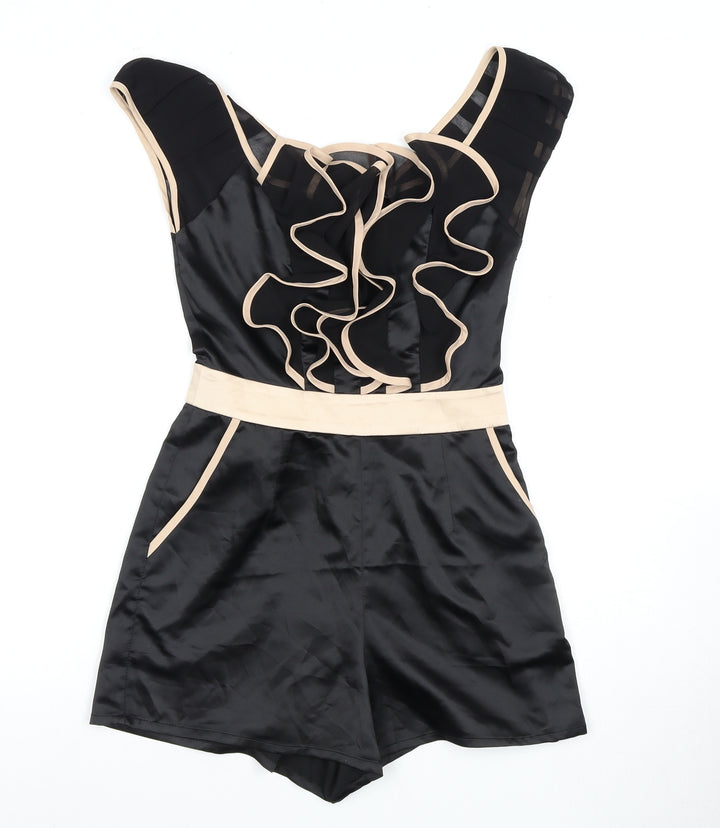 Lipsy London Women's Black Playsuit UK 6 Frill Party