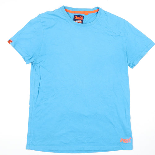 SuperDry Men's Blue Cotton Crew Neck T-Shirt - Size L