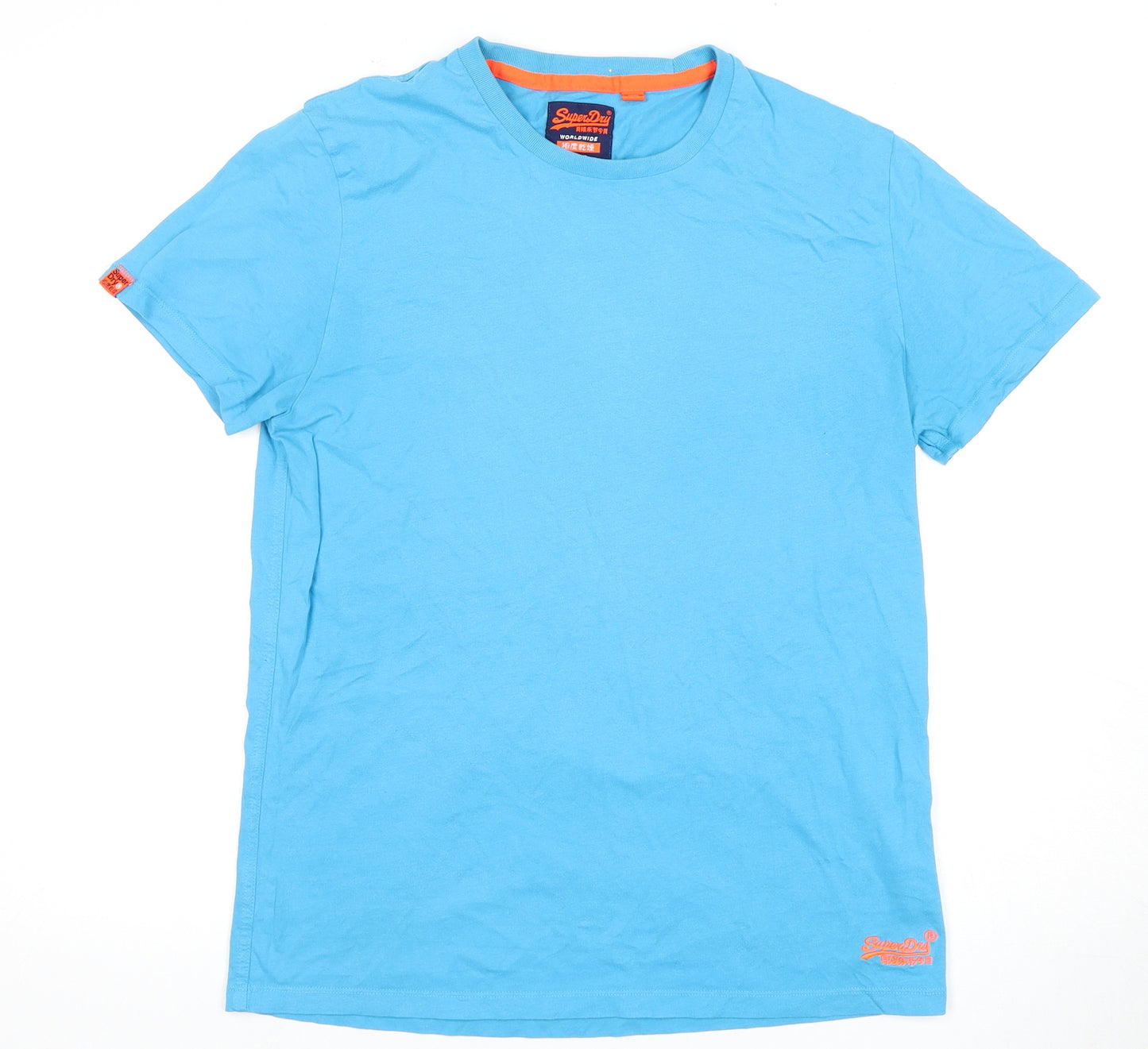 SuperDry Men's Blue Cotton Crew Neck T-Shirt - Size L