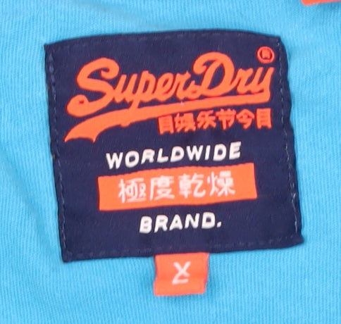 SuperDry Men's Blue Cotton Crew Neck T-Shirt - Size L