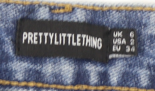 PrettyLittleThing Women's Blue Distressed Straight Jeans S6