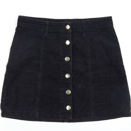 Brave Soul Women's Black A-Line Corduroy Skirt S