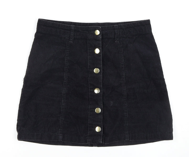 Brave Soul Women's Black A-Line Corduroy Skirt S