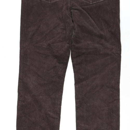 M&S Women's Brown Cropped Corduroy Trousers Size 8