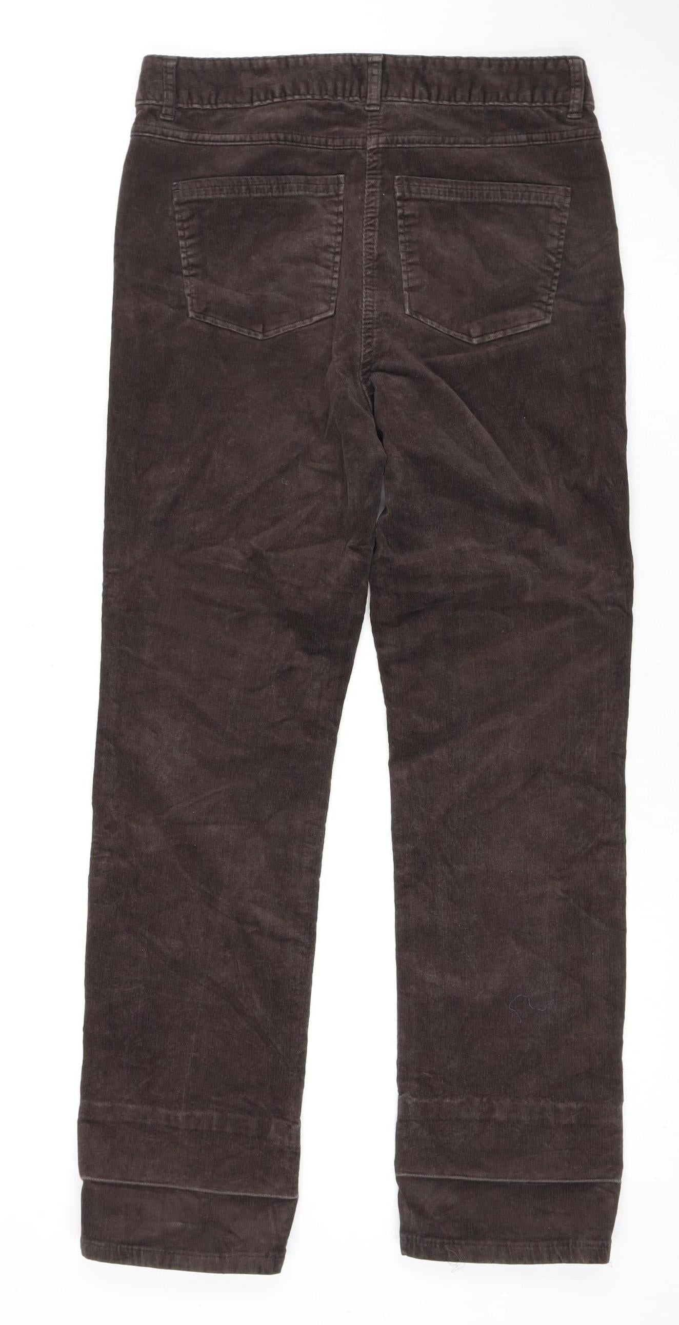 M&S Women's Brown Cropped Corduroy Trousers Size 8