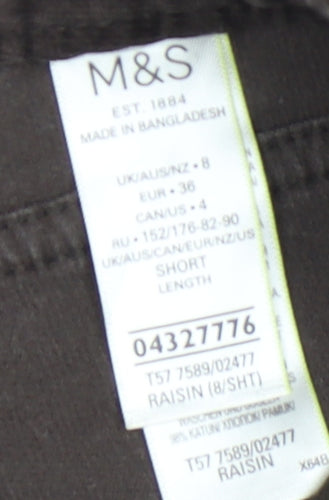 M&S Women's Brown Cropped Corduroy Trousers Size 8