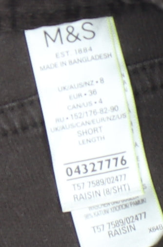 M&S Women's Brown Cropped Corduroy Trousers Size 8