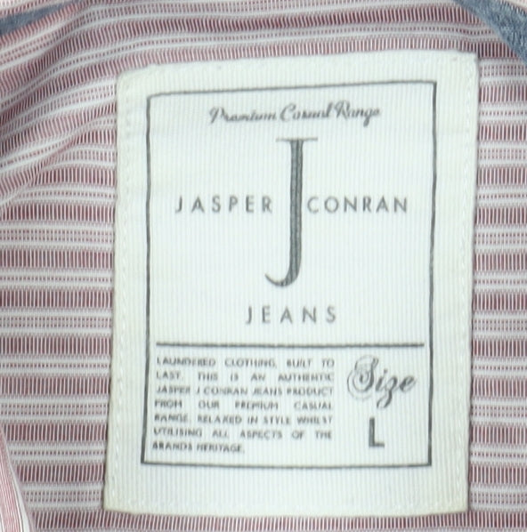 Jasper Conran Men's Red Striped Shirt, Size L, Classic Fit