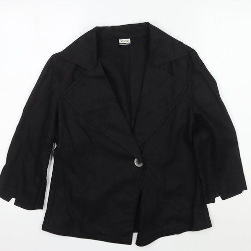 Viyella Petite Black Linen Blazer Women Size 8