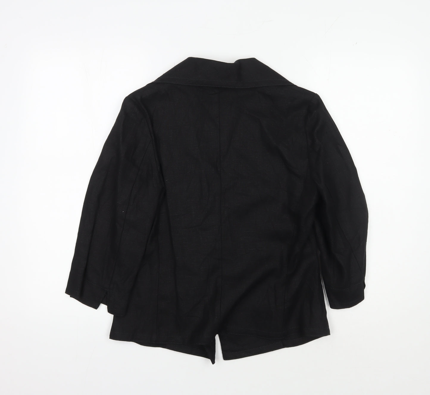Viyella Petite Black Linen Blazer Women Size 8