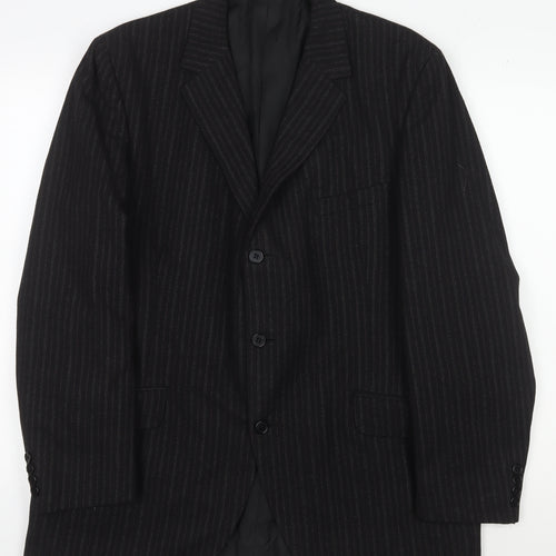 DAKS Men's Black Striped Blazer 42R Regular Fit