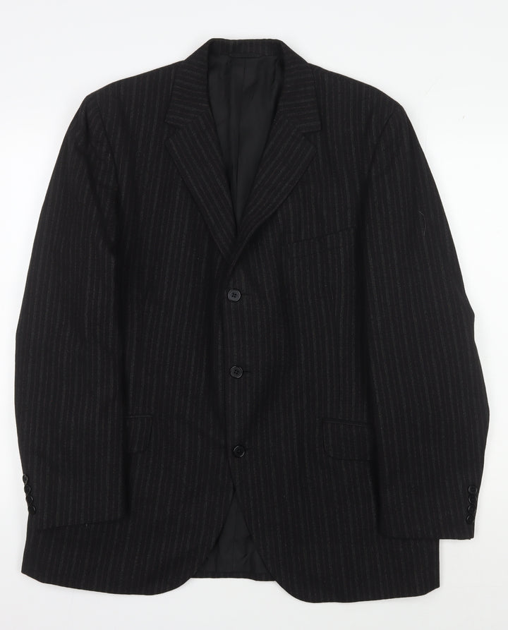 DAKS Men's Black Striped Blazer 42R Regular Fit