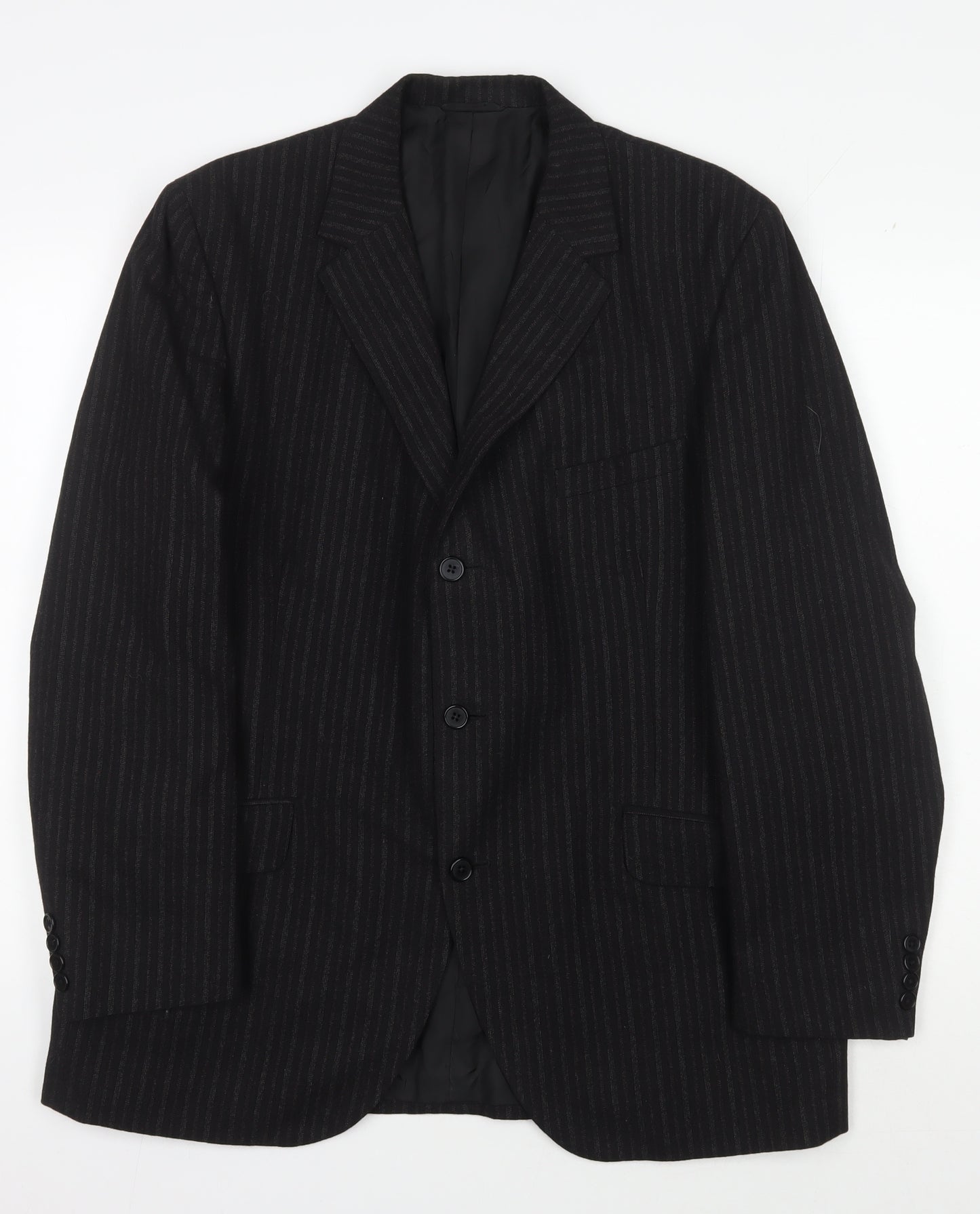 DAKS Men's Black Striped Blazer 42R Regular Fit