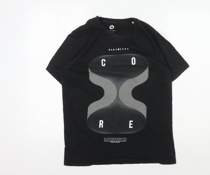 Jack & Jones Men's Black Medium Graphic Print T-Shirt