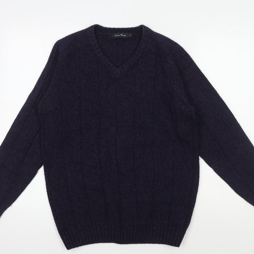 James Pringle Men's Black V-Neck Cable-Knit Pullover - Size S