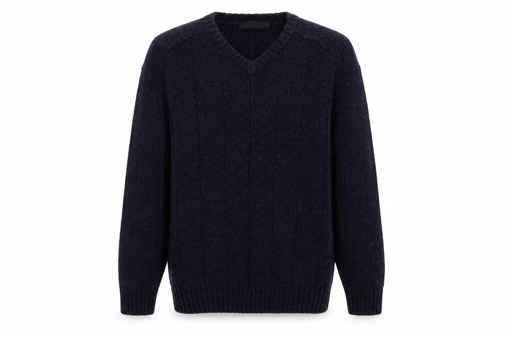 Front view of James Pringle Men's Black V-Neck Cable-Knit Pullover -, size S