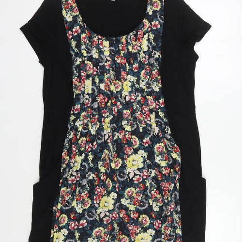 Laura Ashley Women's Black Multi Floral Dress Size 14