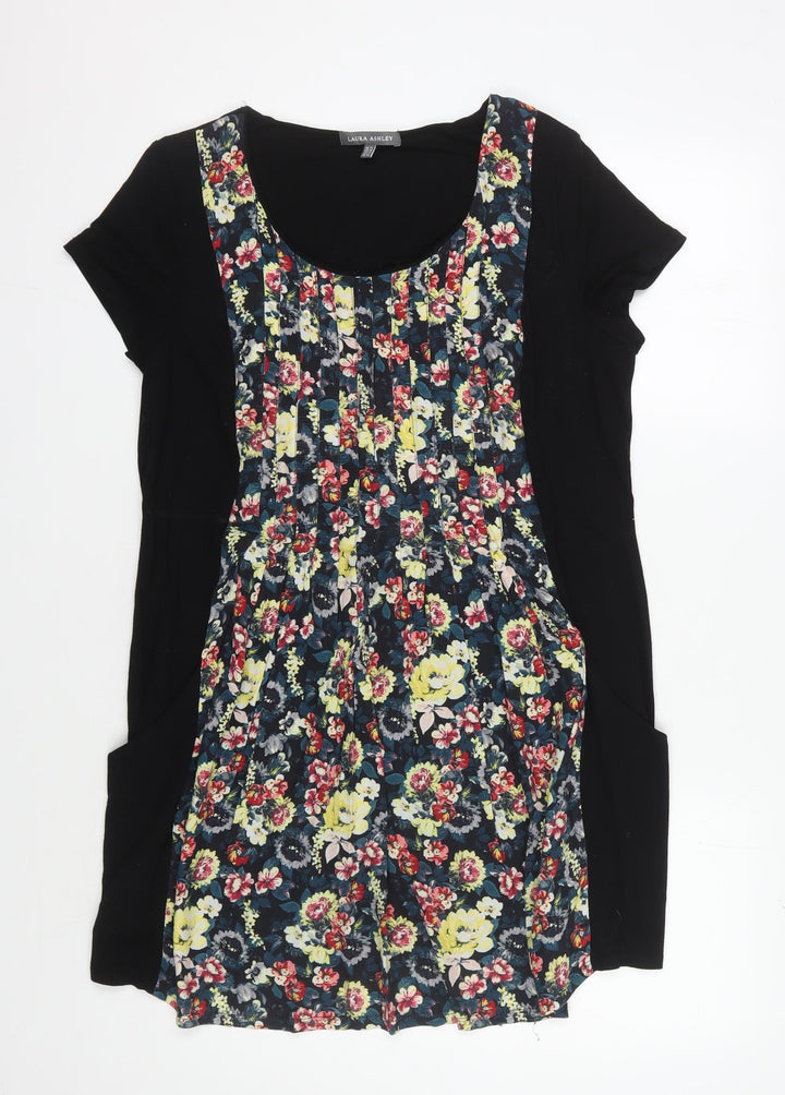 Laura Ashley Women's Black Multi Floral Dress Size 14
