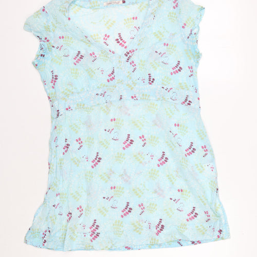 White Stuff Women's Blue Geometric T-Shirt Dress, Size 14