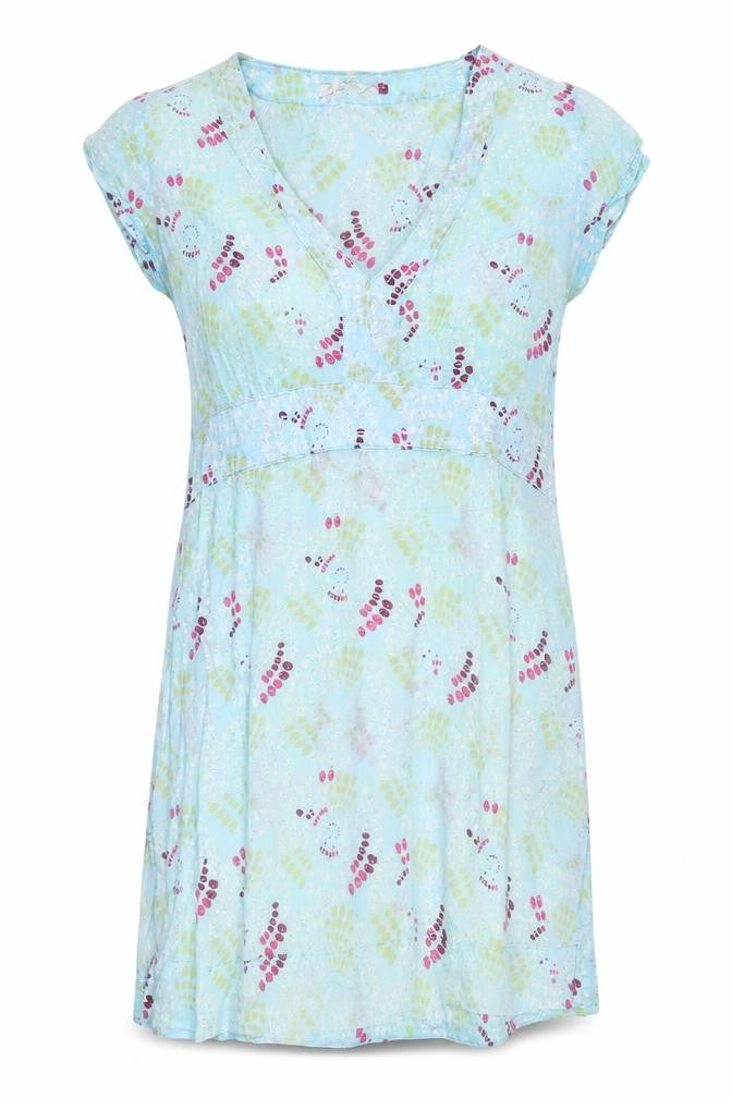 White Stuff Women's Blue Geometric T-Shirt Dress, Size 14