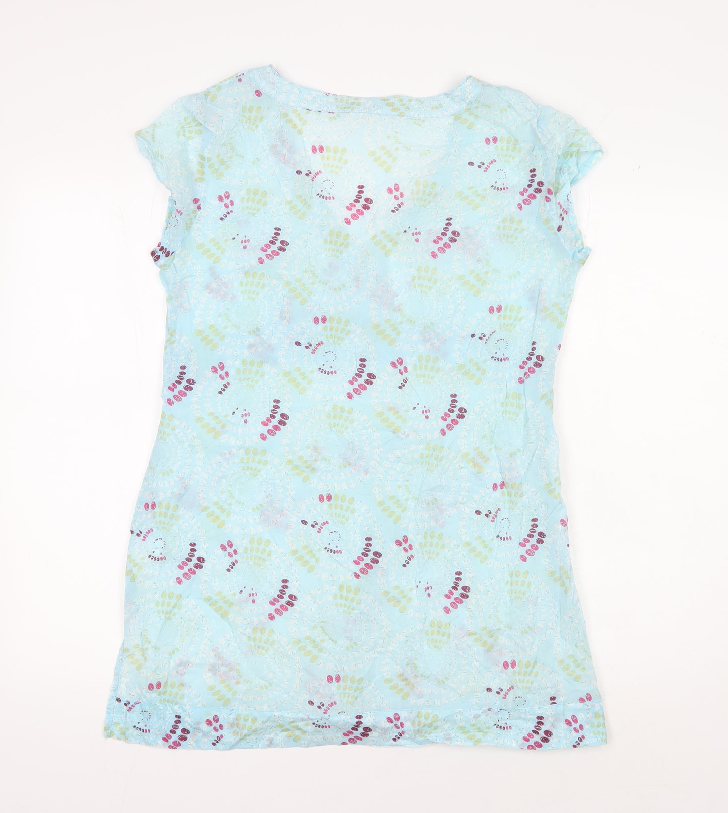 White Stuff Women's Blue Geometric T-Shirt Dress, Size 14