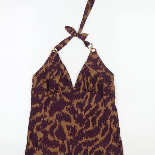 Jasper Conran Women's Brown Animal Print Halter Tankini Size 16
