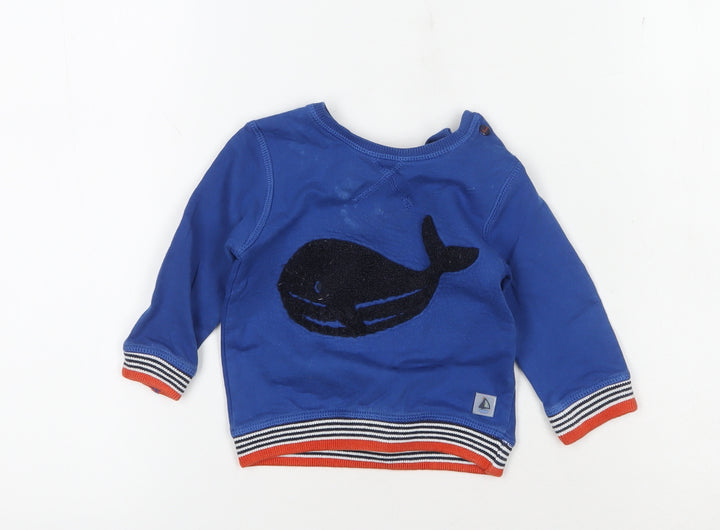 Junior J Unisex Blue Whale Pullover 3-6M