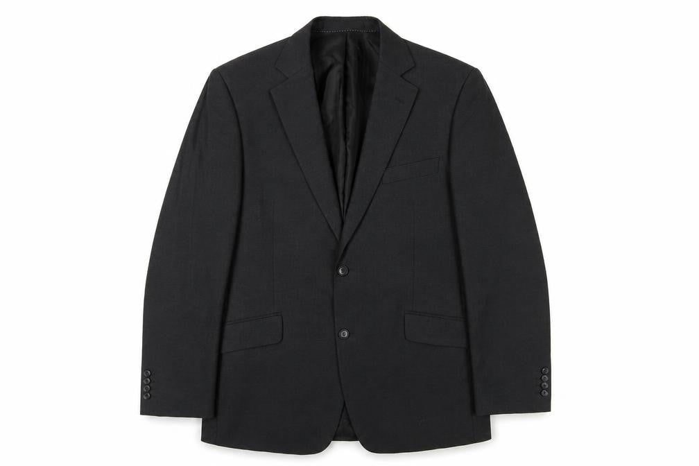 Front view of Dehavilland Men's Black Suit Jacket 42L Regular Fit