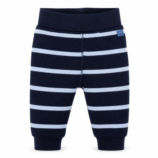 Front view of Jasper Conran Blue Striped Jogger Trousers for unisex baby 0-3 months