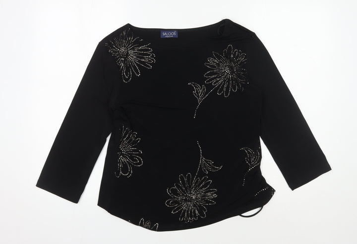 Saloos Women’s Black Tunic Blouse with Beaded Accents