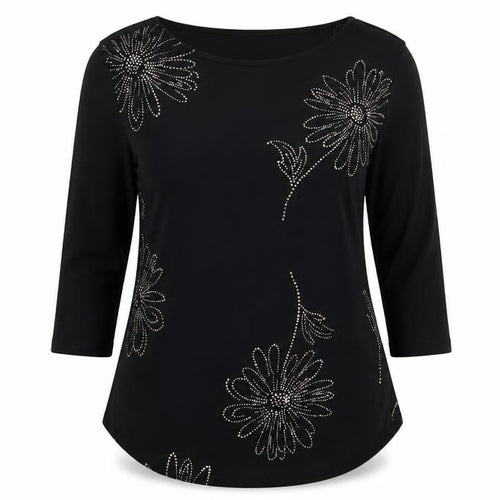 Saloos Women’s Black Tunic Blouse with Beaded Accents