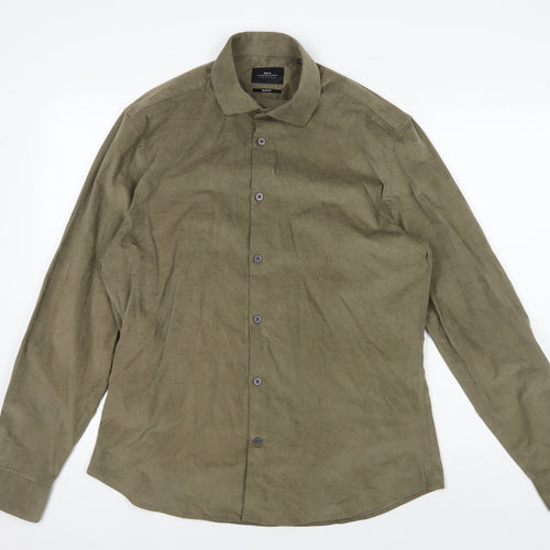 Moss London Men's Large Green Corduroy Shirt