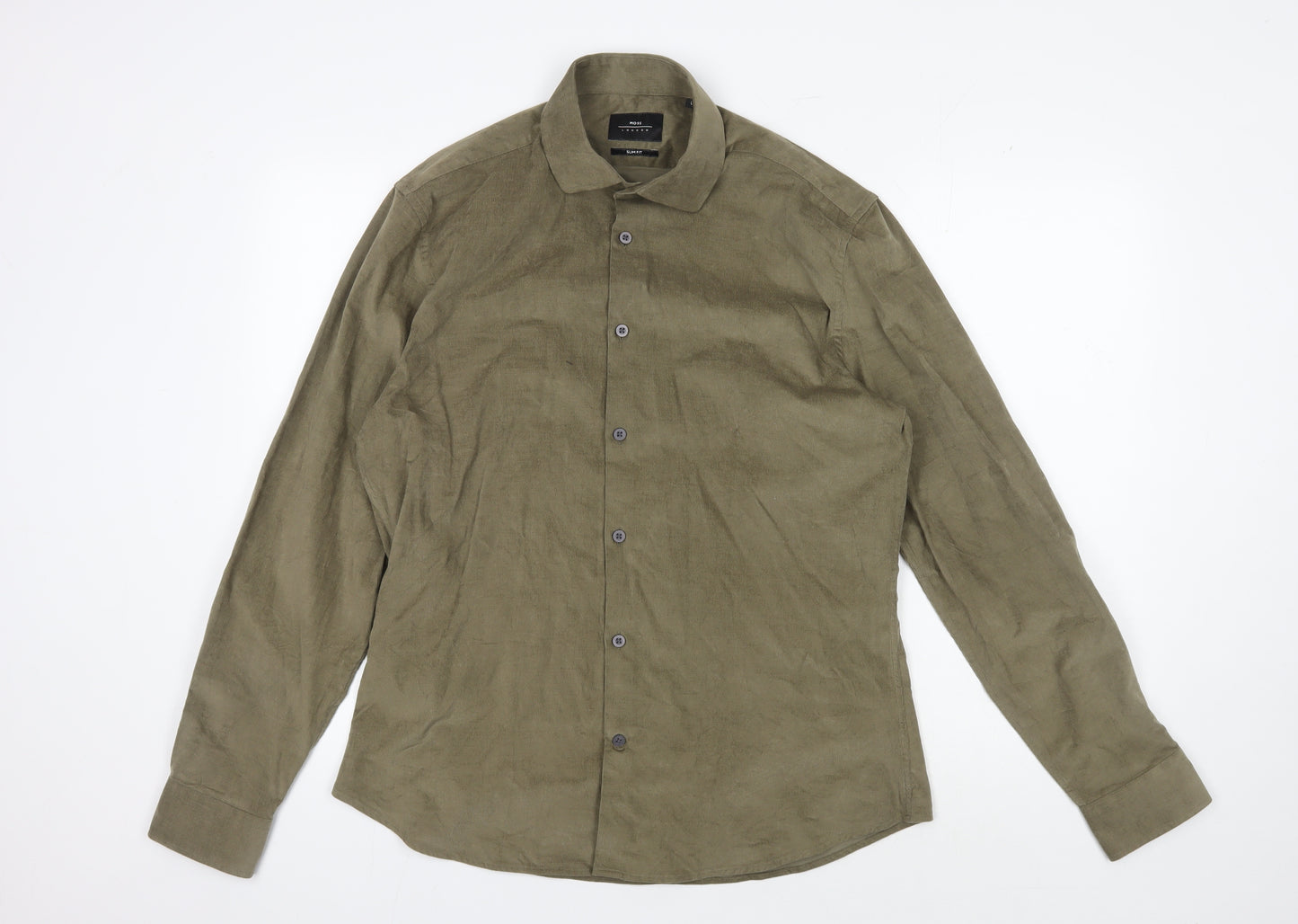 Moss London Men's Large Green Corduroy Shirt