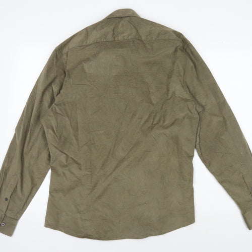 Moss London Men's Large Green Corduroy Shirt