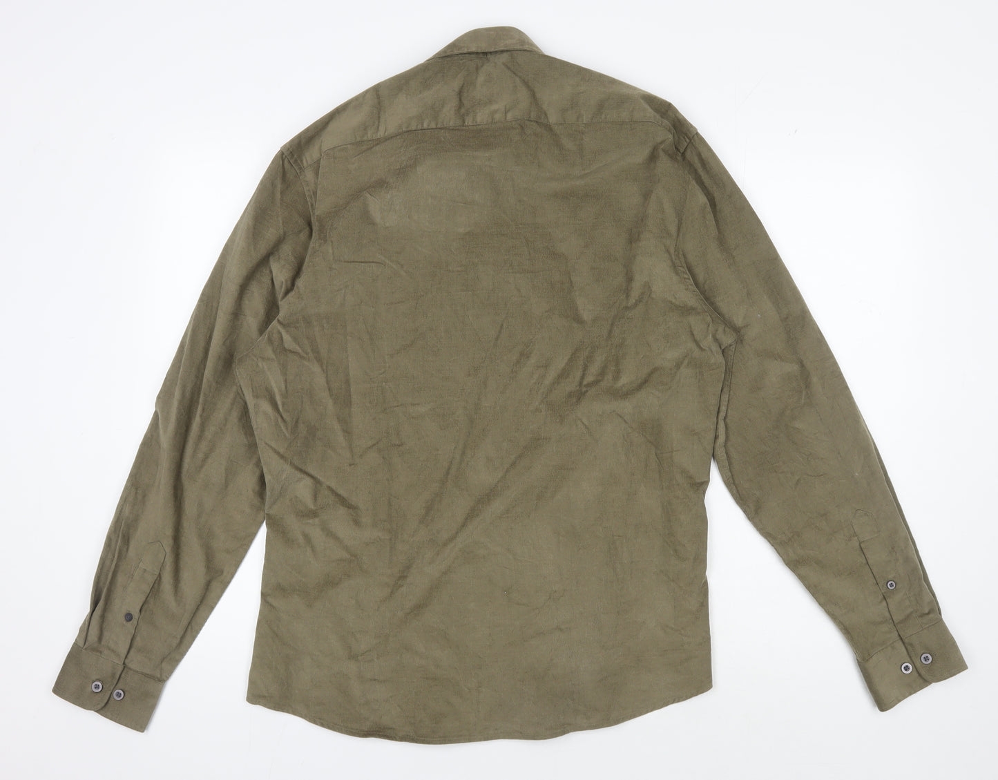 Moss London Men's Large Green Corduroy Shirt