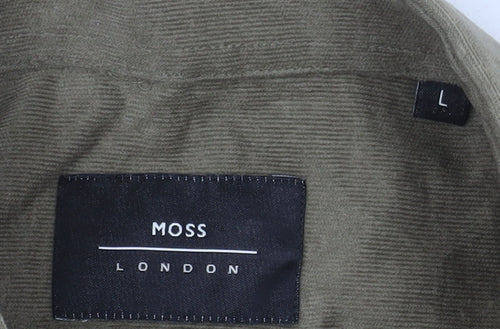 Moss London Men's Large Green Corduroy Shirt