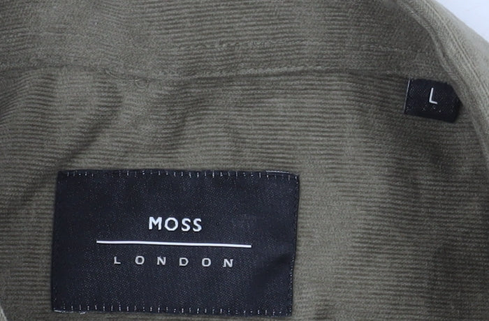 Moss London Men's Large Green Corduroy Shirt