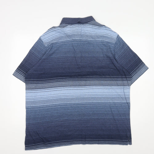 Marks and Spencer Men's 2XL Blue Striped Polo Shirt