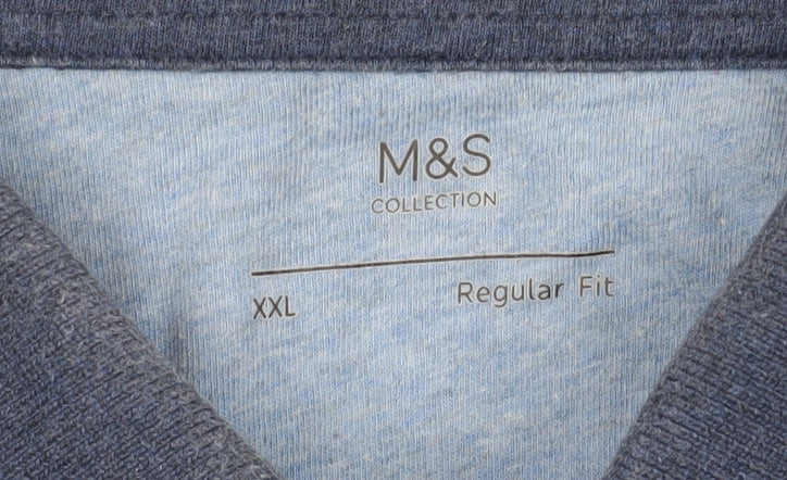 Marks and Spencer Men's 2XL Blue Striped Polo Shirt