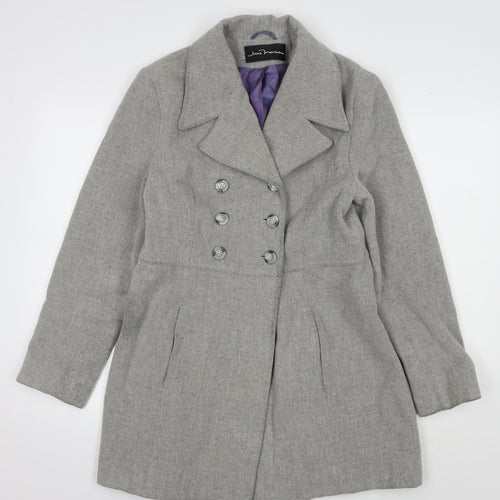 Jane Norman Grey Wool Mid-Length Coat Women UK 12