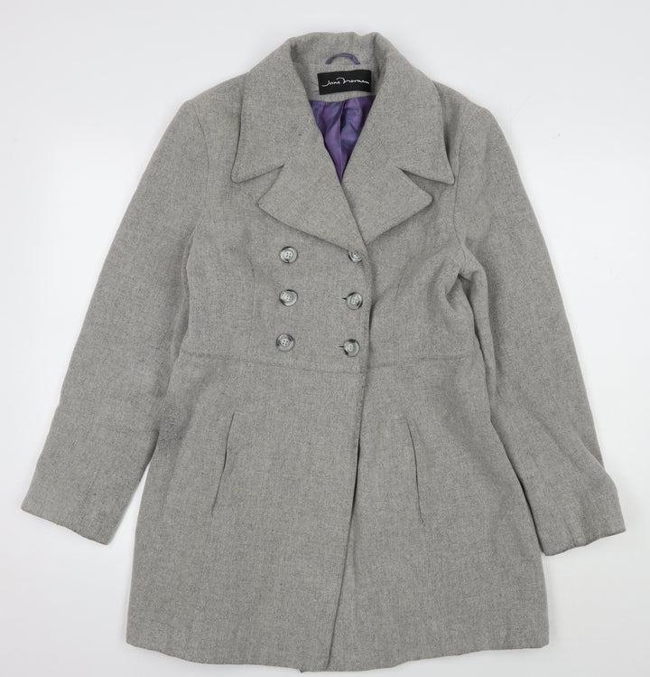Jane Norman Grey Wool Mid-Length Coat Women UK 12