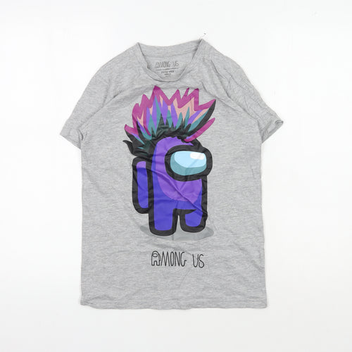 Among Us Unisex Kids Grey Graphic Print T-Shirt 11-12 Years