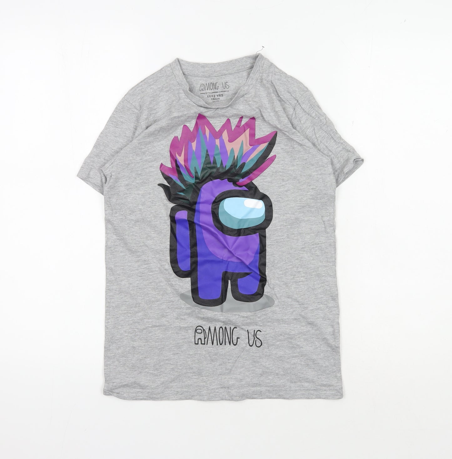 Among Us Unisex Kids Grey Graphic Print T-Shirt 11-12 Years